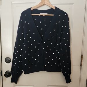 Loft Navy Cotton Cardigan